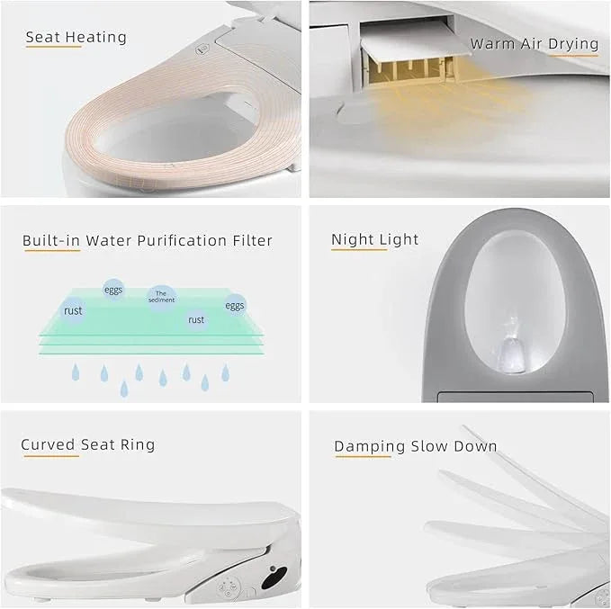 Bejoan X3 Bidet Toilet Seat, Elongated Smart Toilet Seat with Air Dryer, Bidet Attachment for Toilet Warm Water with Soft Close, Electric Heated Bidet Seat with Self Cleaning Nozzel - ModernBath