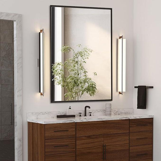 miroro Black 24x32 Inch Metal Framed Mirror for Wall, Large Rounded Rectangle Mirror, Anti-Rust, Tempered Glass, Hangs Horizontally or Vertically - ModernBath