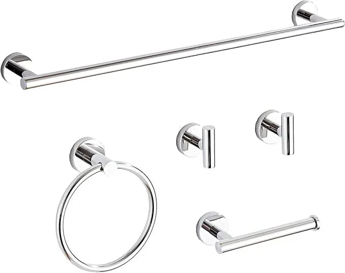 Chrome Bathroom Hardware Set 5 Piece with Towel Racks for Bathroom, SUS304 Stainless Steel Bath Towel Bar Set, 24 Inch Wall Mounted Accessories Kit… - ModernBath