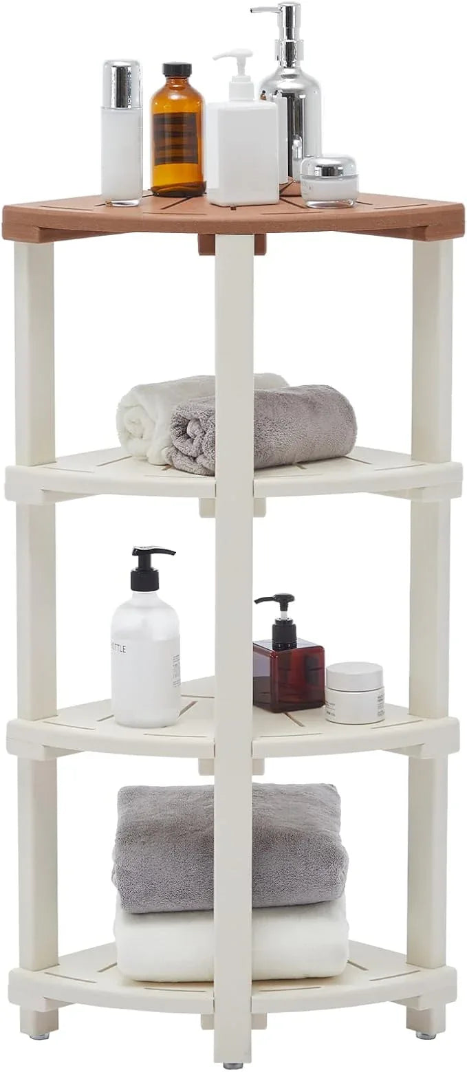 Shower Bench, Corner Shower Stool for Inside Shower and Shaving Legs, Waterproof HDPE Shower Chair Seat with Storage Shelf for Bathroom Non-Slip - ModernBath