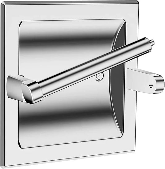 Recessed Toilet Paper Holder Polished Chrome, Pivoting Toilet Tissue Holder in Wall Made of SUS304 Stainless Steel, Space Saving Inset Tissue Roll Holder Wall Mount with Bracket - ModernBath