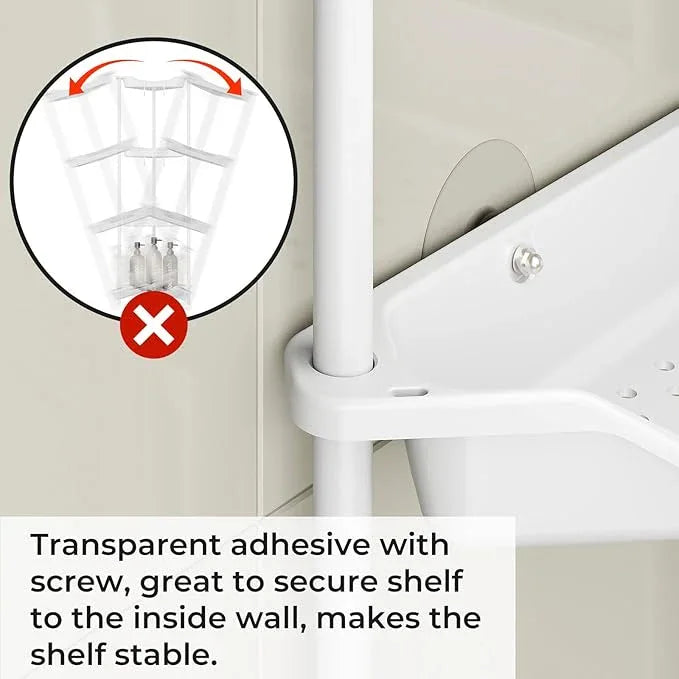 ODesign 4 Tier Corner Shower Caddy,Corner Shower Shelves for Living Room Bedroom Bathroom,Shower Table,Plastic Metal Splicing Ground Cabinet Storage Rack,10.8 x 10.8 x 44.6 inches White-Rustproof - ModernBath