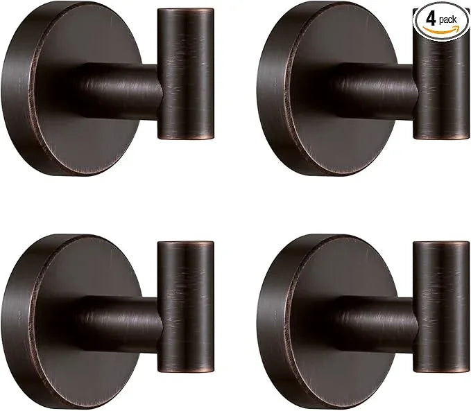 BigBig Home Bronze Towel Hooks, Bathroom Robe Hook Oil Rubbed, Bath Farmhouse Coat Clothes Hook Wall Mounted Rustic 4 Pack for Kitchen - ModernBath