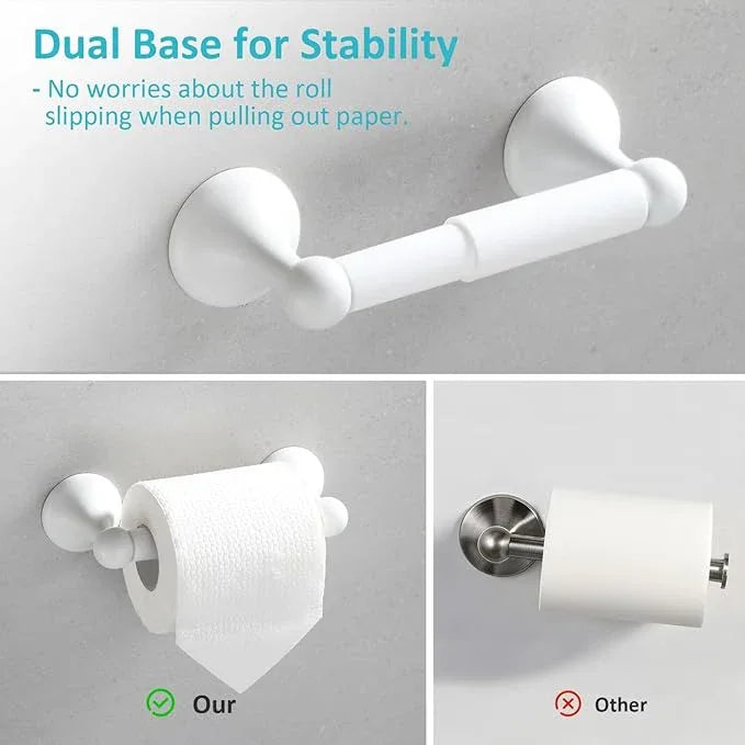 BGL Bathroom Accessories Set, White Paint Expandable Towel Bar 4-Piece Bathroom Accessory Set Wall Mounted Towel Ring Robe Hook Toilet Paper Holder Towel Holder - ModernBath