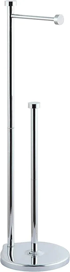 SunnyPoint Free Standing Bathroom Toilet Paper Holder Stand with Reserve, Reserve Area has Enough Space for Jumbo Roll (Chrome) - ModernBath