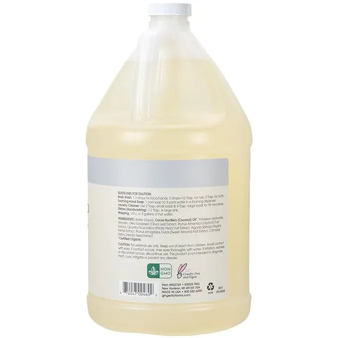 Ginger Lily Farms Botanicals Pure Castile Liquid Soap Refill, Fragrance-Free, 1 Gallon, All-Purpose Cleaner for Body, Face, Hair, Dishes, Laundry & Pets, Non-GMO, 100% Vegan & Cruelty-Free - ModernBath