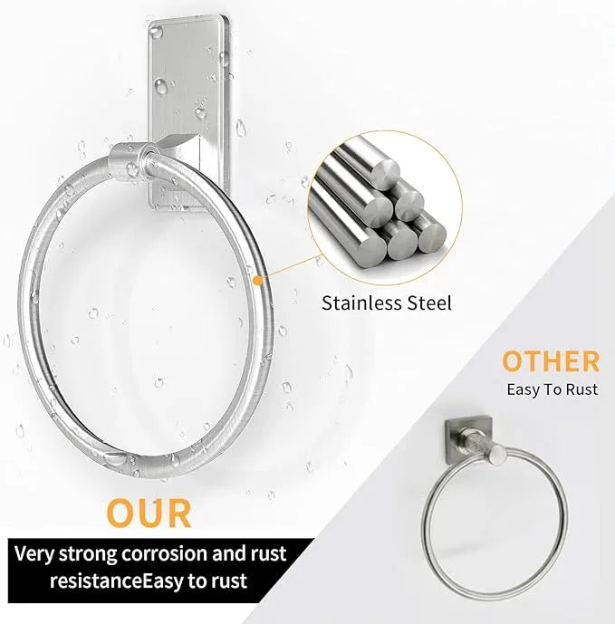 Towel Ring, SUS304 Hand Towel Holder for Bathroom，Adhesive Towel Holder Bathroom Towel Hanger for Bathroom, Kitchen, Brushed Nickel - ModernBath