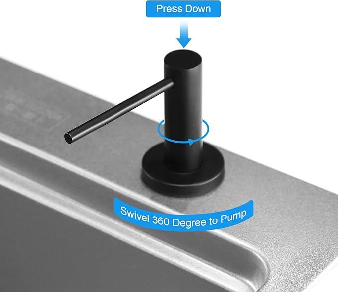 GZOII Soap Dispenser for Kitchean Sink, Built in Black Soap Dispenser Stainless Steel Soap Pump with 40" Extension Tube and 500ml Bottle - ModernBath