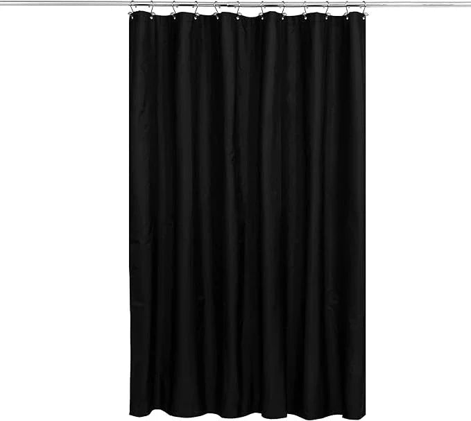 N&Y HOME Fabric Shower Curtain or Liner with Weighted Magnets - Hotel Quality Opaque Black Shower Curtain for Bathroom, Machine Washable, Water Repellent - Black, 72x72 - ModernBath