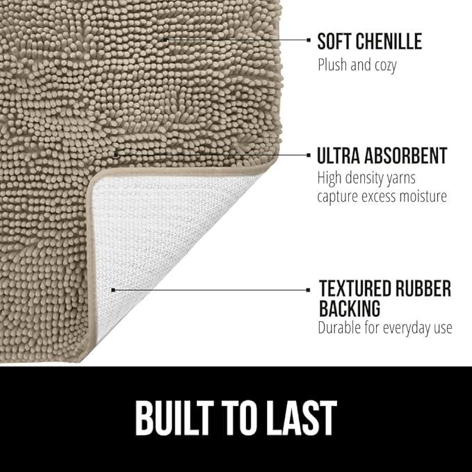 GORILLA GRIP Bathroom Rug Sets, Soft Chenille 2 Piece Area Rugs Set, Toilet Base Mat and 30x20 Carpet, Absorbent Microfiber Washable Mats Dry Quickly, Home Décor and Bath Room Accessories, Gray Beige - ModernBath