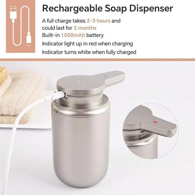 LAOPAO Automatic Soap Dispenser, Liquid Hand Soap Dispenser for Bathroom Kitchen Rechargeable Touchless Hand Soap Pump, 10oz - ModernBath