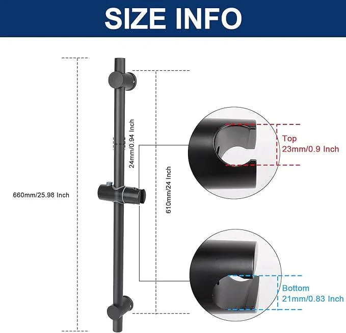 NearMoon Shower Slide Bar with Height/Angle Adjustable Handheld Shower Holder, Bathroom SUS 304 Stainless Steel Shower Head Holder for Bath (Screw Mounted, Matte Black) - ModernBath
