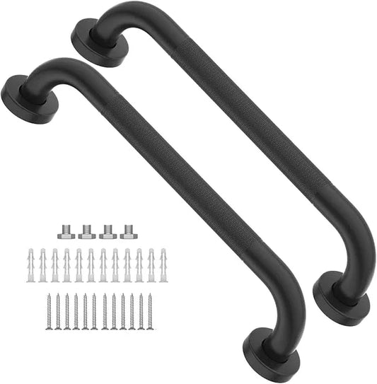16 Inch Anti Slip Shower Grab Bar Oil Rubbed Black, Munzong Bathroom Grab Bar, Knurled Bathroom Balance Bar,Safety Hand Rail Support Handicap Elderly Injury Senior Assist Bath Handle - ModernBath