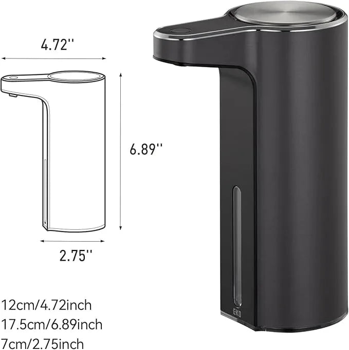 EKO Aroma Touchless Automatic Soap Dispenser for Bathroom and Kitchen, Liquid Hand Soap Dispenser, Water-Resistant and Rechargeable, 9 fl oz (Dark Grey) - ModernBath