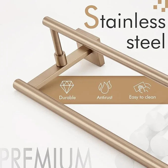 KOKOSIRI Towel Bars 36-Inch Bathroom Towel Holder Champagne Bronze Double Bath Towel Racks Wall Mounted Stainless Steel B5009CPG-L36 - ModernBath