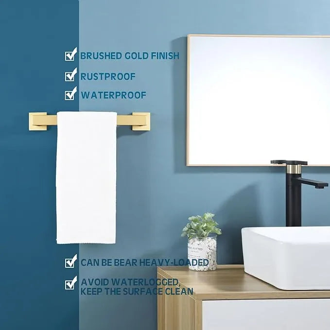 KOKOSIRI 12 Inch Hand Towel Holder Bath Towel Bar Kitchen Dish Cloths Hanger Stainless Steel Wall Mount, Brushed Gold, B4003BG-L12 - ModernBath