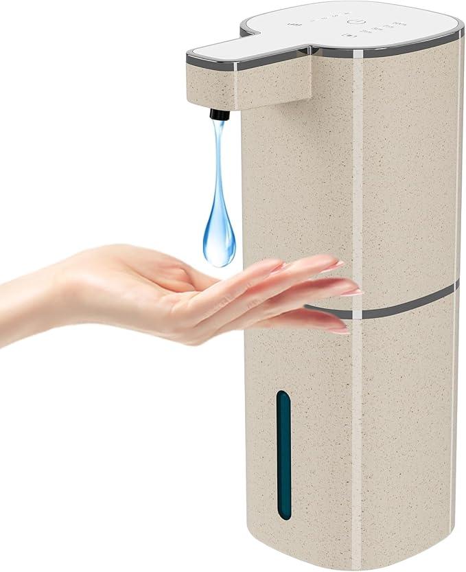 Automatic Liquid Soap Dispenser, Touchless Hand Soap Dispenser, USB Rechargeable, 4 Adjustable Levels, 14.2 oz (420 ml) Large Capacity, for Bathroom, Kitchen & School (Light Khaki, Liquid) - ModernBath