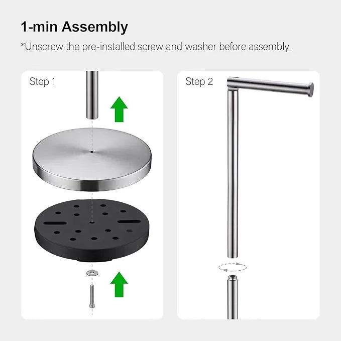 BAGNOLUX Bathroom Toilet Paper Holder Stand with Reserve, SUS304 Stainless Steel Rustproof Pedestal Tissue Roll Holder Heavy Duty, Brushed Nickel - ModernBath