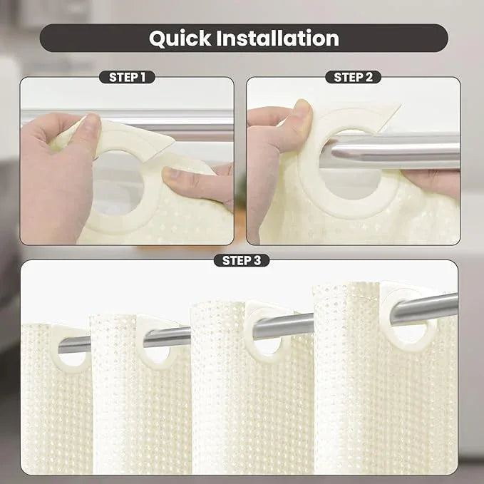 Inhousolu No Hook Waffle Weave Shower Curtain with Removable Snap in Fabric Liner Set for Bathroom, 230 GSM Heavy Duty Weighted Hem, Water Repellent Washable Bath Curtains, 72 x 72 Inch, Ivory - ModernBath