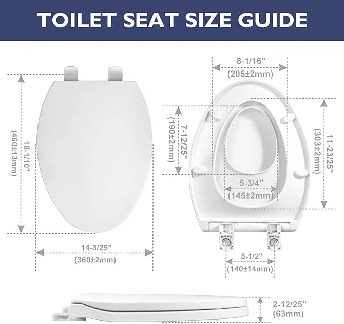 Elongated Toilet Seat with Slow Close Seat, Easy Clean, Suitable Standard Elongated or Oval Toilet with Thickened Plastic Lid, Plastic, White - ModernBath