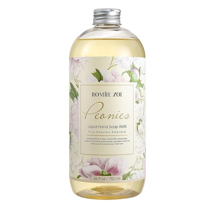 ROMIIE ZOI Liquid Hand Soap Refill, Peony, Gentle & Moisturizing Formula, 750 ML/ 26 FL OZ - ModernBath