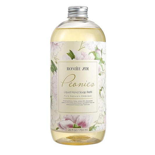 ROMIIE ZOI Liquid Hand Soap Refill, Peony, Gentle & Moisturizing Formula, 750 ML/ 26 FL OZ - ModernBath