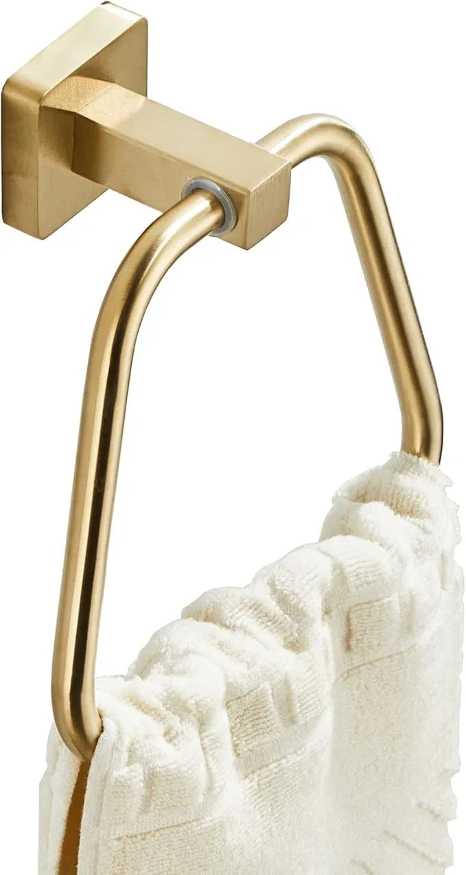 Brushed Gold Towel Ring for Bathroom 2 Pack, Kitchen Bath Towel Holder Hangers Wall Mount Heavy Duty Stainless Steel - ModernBath