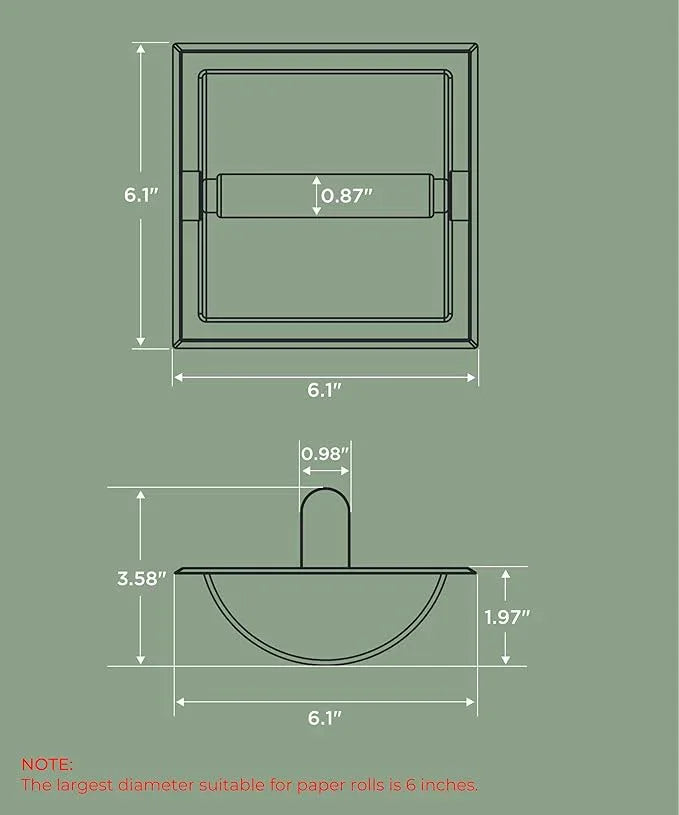 FORIOUS Recessed Toilet Paper Holder, Stainless Steel Durable Tissue Roll Holder Wall Mount for Bathroom Space Saving Design with Mounting Bracket, 2 Pack Matte Black - ModernBath