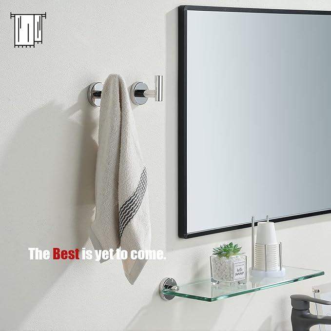 JQK Chrome Bathroom Towel Hook, 304 Stainless Steel Coat Robe Clothes Hook for Bathroom Kitchen Garage Wall Mounted (Pack of 2), TH100-CH-P2 - ModernBath