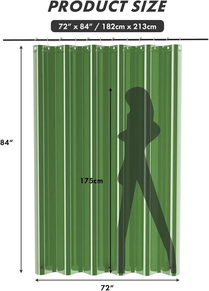 AmazerBath Extra Long Shower Curtain Liner 72x84, Clear Green Shower Liner 84 Inches Long, Plastic Shower Curtain Liners, Cute Tall Shower Liner, PEVA Bathroom Shower Curtain Liners & 3 Magnets - ModernBath