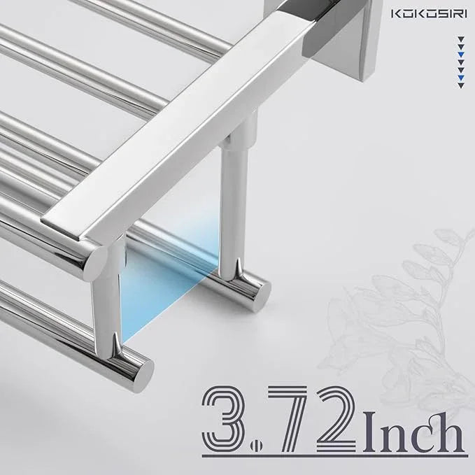 KOKOSIRI Bathroom Towel Rack Towel Holder 32 Inches Bath Towel Shelf with Double Towel Bars Wall Mounted, Polished Chrome Stainless Steel B6005CH-L32 - ModernBath