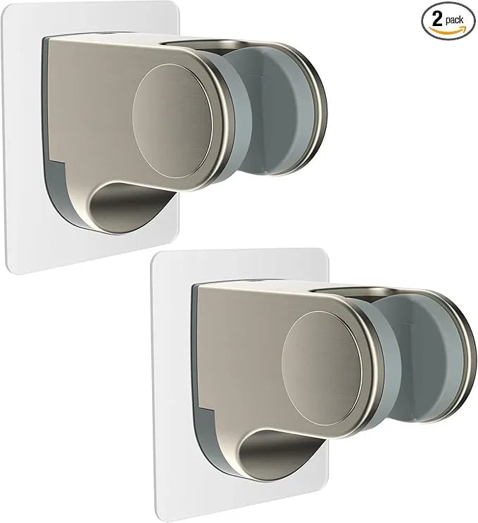 Hibbent 2 Pack Shower Head Holder, Strong Adhesive and Waterproof Handheld Shower Holder, Height Adjustable Wand Bracket, Wall Mount, No Drilling, Brushed Nickle - ModernBath