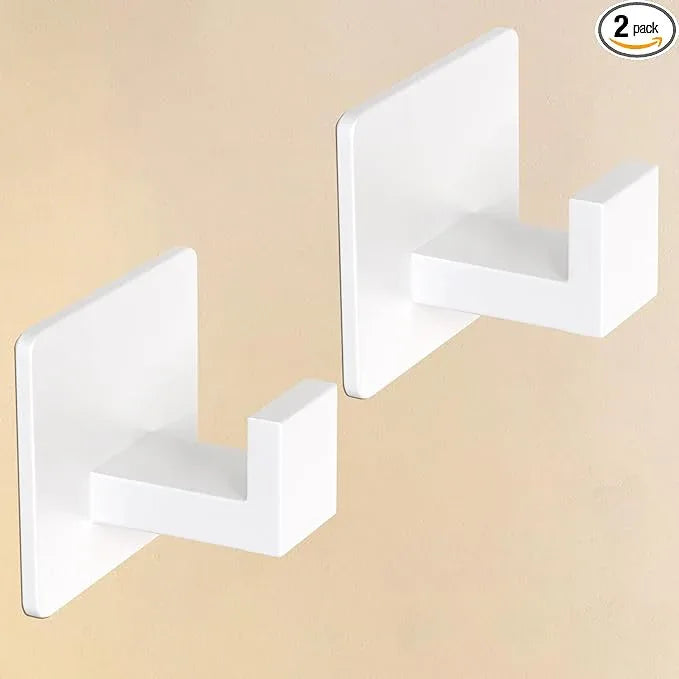 VAEHOLD Wall Towel Hooks, Heavy Duty Sticky Holder Waterproof Towel Hooks for Hanging Coat, Clothes, Closet Hook Wall Mount for Kitchen (White, 2 Pack) - ModernBath