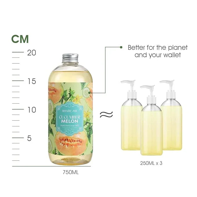 ROMIIE ZOI Liquid Hand Soap Refill, Cucumber&melon, Gentle & Moisturizing Formula, 750 ML/ 26 FL OZ - ModernBath