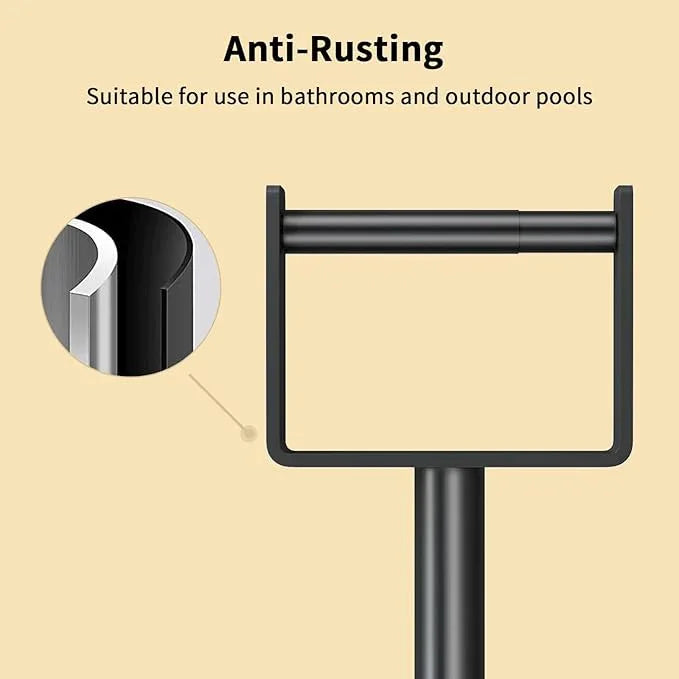 YUMORE Toilet Paper Holder Stand with Storage, Bathroom Weighted Base Floor Toilet Paper Roll Holder Free Standing for 3 Rolls, Matte Black - ModernBath