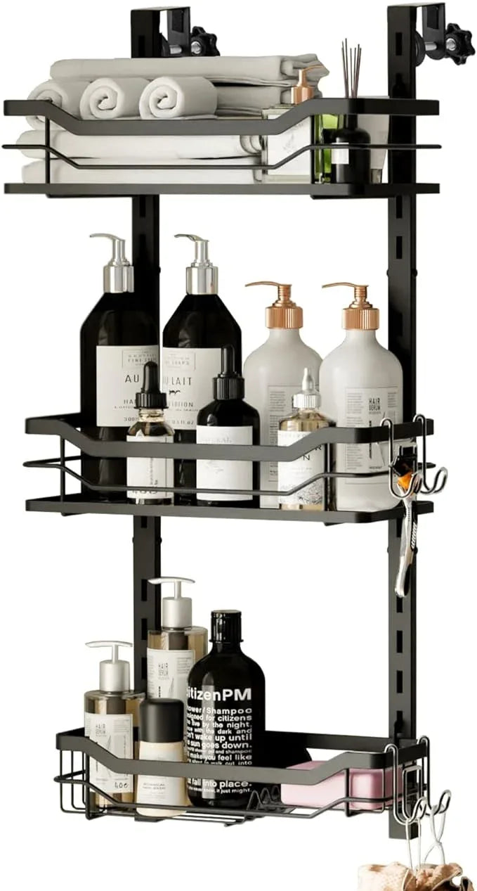TAILI Hanging Shower Caddy Over The Door Adjustable Hanging Organizer Rack with Hooks, Sturdy Rust Proof Shower Organizer Shelf Basket Storage Rack, No Drilling - ModernBath