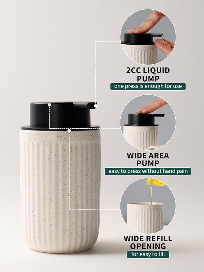 Bosilunlife Soap Dispenser and Toothbrush Holder Set - Dish Hand Soap Dispenser Bathroom Set Ceramic Bathroom Counter Soap Toothbrush Holder Set Beige Bathroom Accessories Set - ModernBath