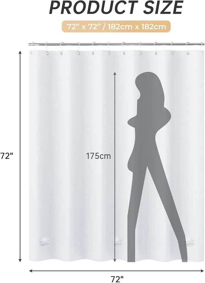 AmazerBath White Shower Curtain Plastic 72x72 Inches, Thick PEVA Shower Curtain Waterproof, Heavy Duty Shower Curtains for Bathroom with 3 Big Clear Weighted Stones and 12 Rustproof Grommets - ModernBath