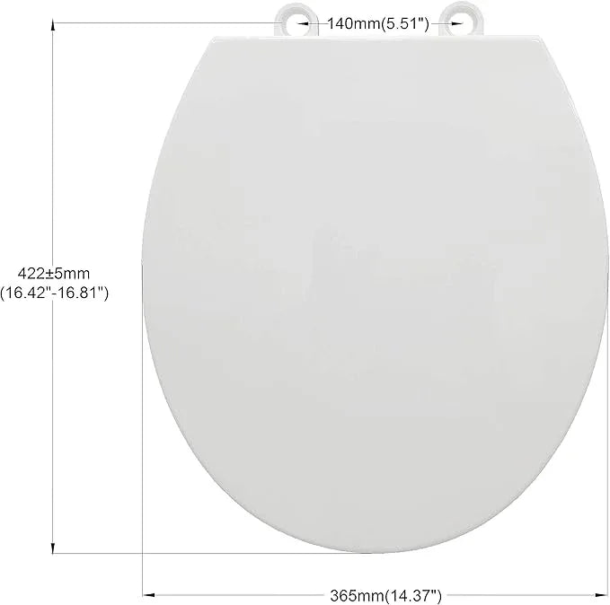 CYRRET Toilet Seat Round with Lid, Slow Close, Easy to Install and Clean, Durable Plastic, White, Replacement Toilet Seats, Fits Standard Round Toilets Bowl - ModernBath