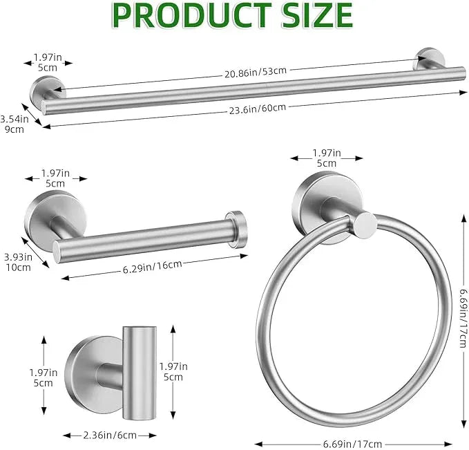 DUMDER Brushed Nickel Bathroom Hardware Accessories Set 6 Pieces Towel Bar Set,Stainless Steel Towel Holder Set for Bathroom,Wall-Mounted Towel Rack Set 23.6 Inch - ModernBath