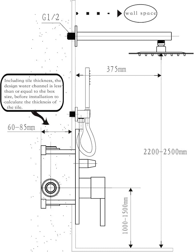 Fransiton 12 Inches Matte Black Shower System Rain Shower System Set Wall Mounted, Rainfall Shower Head with Handheld, Bathroom Shower Kit (Valve Included) - ModernBath