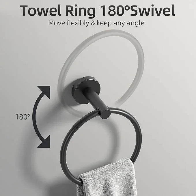 Matte Black Bathroom Hardware Set, Bathroom Towel Holder Bar Set 10 Pieces, SUS304 Stainless Steel Bathroom Towel Rack Set Wall Mounted-16 Inch Towel Bar, Toilet Paper Holder, Towel Hooks, Towel Ring - ModernBath