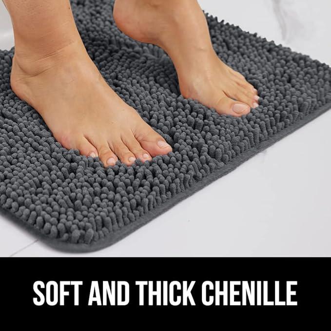 GORILLA GRIP Bathroom Rug Sets, Soft Chenille 2 Piece Area Rugs Set, Toilet Base Mat and 30x20 Carpet, Absorbent Microfiber Washable Mats Dry Quickly, Home Décor and Bath Room Accessories, Charcoal - ModernBath