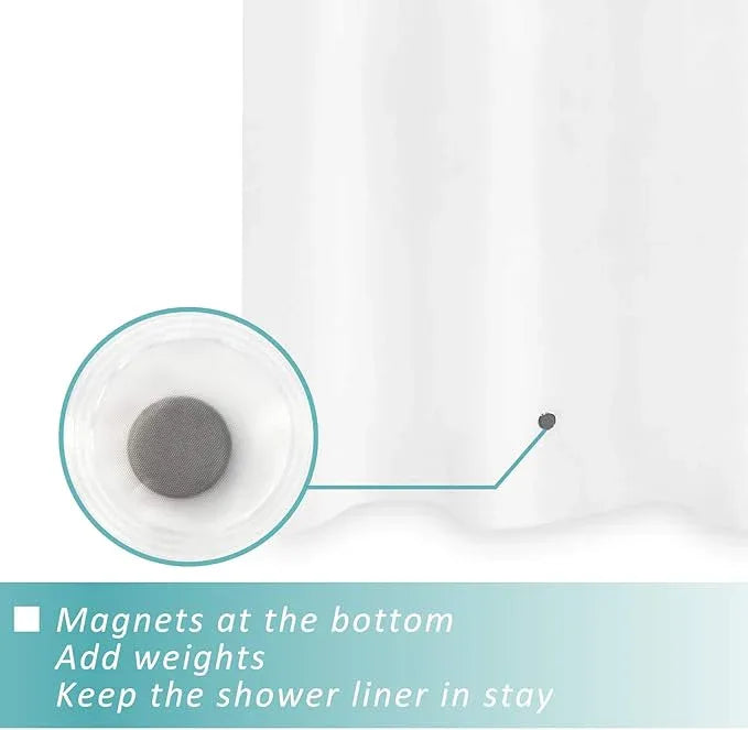 Mrs Awesome Short Shower Curtain Liner with 6 Magnets 72 x 66 inch Frosted Thick PEVA Waterproof Plastic Shower Curtain 72x66, Frost - ModernBath