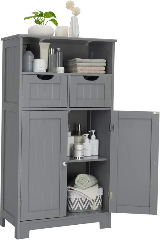 GLACER Multifunctional Floor Cabinet, Bathroom Cabinet with Removable Drawers and Adjustable Shelf for Bathroom, Living Room, Kitchen or Entryway, 24 x 12 x 43 inches (Grey) - ModernBath