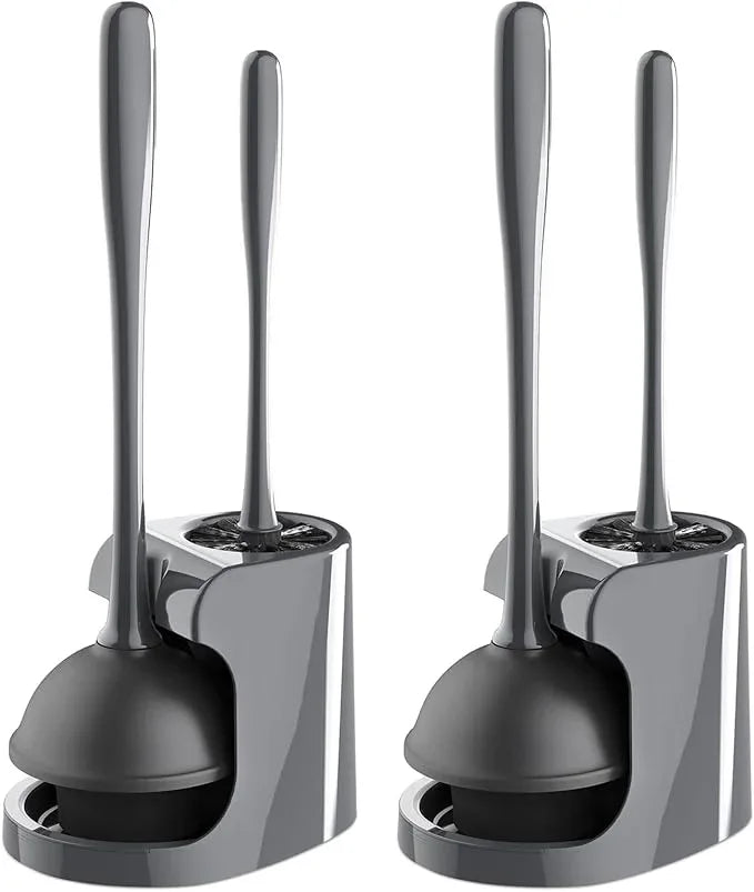 MR.SIGA Toilet Plunger and Bowl Brush Combo for Bathroom Cleaning, Gray, 2 Sets - ModernBath