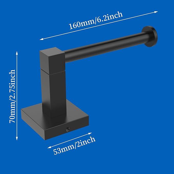 RUACQ Toilet Paper Holder Wall Mount,Square Base Tissue Roll Holder for Bathroom,Toilet Roll Holder Stainless Steel(Matte Black) - ModernBath