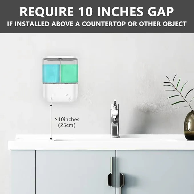Double Automatic Soap and Shower Dispenser Wall Mount 2 Chambers Dispenser IPX5 for Bathroom No Drill (White - Liquid&Foam) - ModernBath