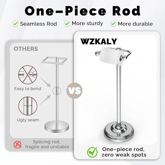 Toilet Paper Holder Stand, Polished Chrome Toilet Paper Holder Free Standing, Post Pivoting Design & Stable Weighted Base SUS304 Stainless Steel for Bathroom(Mega Roll) - ModernBath