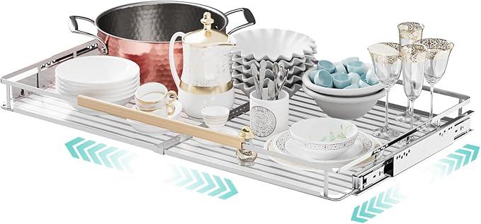 Expandable Pull Out Cabinet Organizer, Adjustable Width:23.2~39.9''W x 22.5''D Under Sink Organizer, Drawer Storage Shelves for Kitchen, Bathroom, Closet, Pantry, Cupboard, Pots, Pans - ModernBath